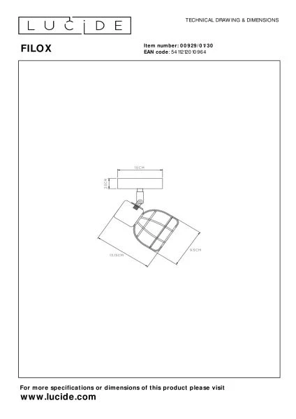 Lucide FILOX - Plafondspot - Ø 10 cm - 1xE14 - Zwart - technisch